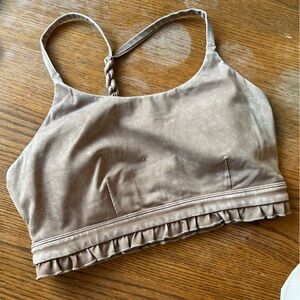 JoyLab tan ruffle-hem cropped bralette